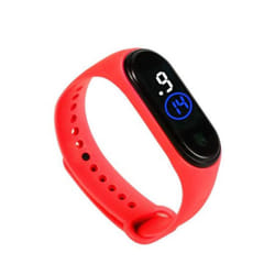 Stylish Shock Resistant Comfortable Unisex Led Digital Display Wristwatch For Children - red