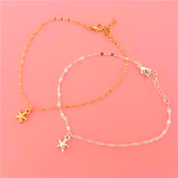 Star Anklet Bracelet On The Leg Fashion Summer Beach Foot Jewelry - silver