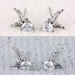 Fashion Women Jewelry Angel Wing Dazzling Stud Earrings