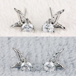 Fashion Women Jewelry Angel Wing Dazzling Stud Earrings