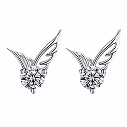 Fashion Women Jewelry Angel Wing Dazzling Stud Earrings