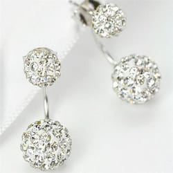 1 Pair Women Fashion Earrings Hypoallergenic Shaba Ball Ear Studs Dangle Gift For Women - white