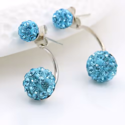 1 Pair Women Fashion Earrings Hypoallergenic Shaba Ball Ear Studs Dangle Gift For Women - white