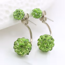 1 Pair Women Fashion Earrings Hypoallergenic Shaba Ball Ear Studs Dangle Gift For Women - light green