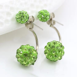 1 Pair Women Fashion Earrings Hypoallergenic Shaba Ball Ear Studs Dangle Gift For Women - light green