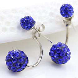 1 Pair Women Fashion Earrings Hypoallergenic Shaba Ball Ear Studs Dangle Gift For Women - royal blue