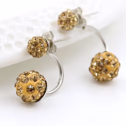 1 Pair Women Fashion Earrings Hypoallergenic Shaba Ball Ear Studs Dangle Gift For Women - red