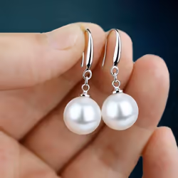 Fashion Silver Color Waterdrop Imitation Pearls Drop Earrings For Women Elegant Shinying Round Imitation Pearls Stud Earrings - as the picture, 4