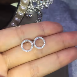 Delicate Small Circle Stud Earrings For Women Korean Fashion Earring Crystal Minimalist Jewelry Accessories - silver
