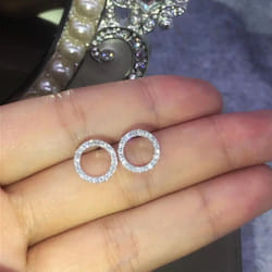 Delicate Small Circle Stud Earrings For Women Korean Fashion Earring Crystal Minimalist Jewelry Accessories - silver