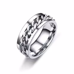 Rotate Rotating Anxiety Fidget Rings For Men Titanium Stainless Steel Chain Spinner Finger Ring Punk Rock Party Jewelry Gift ...