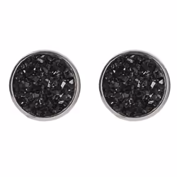 Fancy Trinket Ear Stud Decorative Colorful Stainless Round Shaped Crystal Stone Ear Stud - black