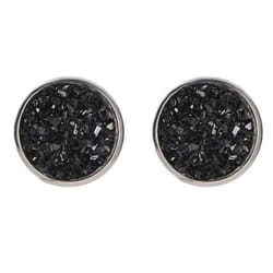 Fancy Trinket Ear Stud Decorative Colorful Stainless Round Shaped Crystal Stone Ear Stud - black