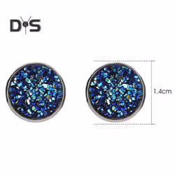 Fancy Trinket Ear Stud Decorative Colorful Stainless Round Shaped Crystal Stone Ear Stud - black