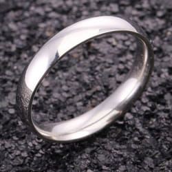 4mm Polished Stainless Steel Wedding Engagement Ring Simple Couple Picky Gifts - silver, 11
