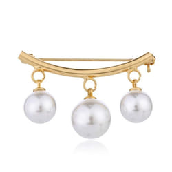 Women Curve Beaded Jewelry Brooch Pearl Practical Anti-light Brooch Creative Brooch Collar Pin - silver, Curved brooch