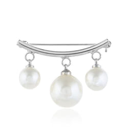 Women Curve Beaded Jewelry Brooch Pearl Practical Anti-light Brooch Creative Brooch Collar Pin - gold, Curved brooch