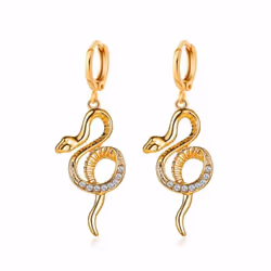 Ladies Earrings Earrings Full Rhinestone Snake-shaped Long Earrings Fashion Earrings - gold