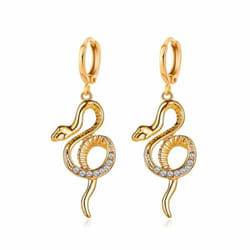 Ladies Earrings Earrings Full Rhinestone Snake-shaped Long Earrings Fashion Earrings - gold