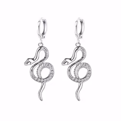 Ladies Earrings Earrings Full Rhinestone Snake-shaped Long Earrings Fashion Earrings - silver