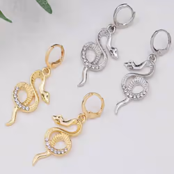 Ladies Earrings Earrings Full Rhinestone Snake-shaped Long Earrings Fashion Earrings - silver