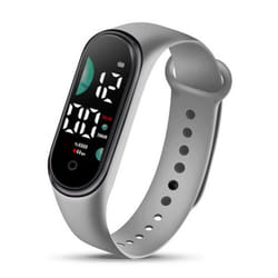 Kids Electronic Watch Sports Waterproof Large Font Screen Led Display Luminous Auto Date Full Calendar Digital Watch - grey