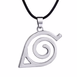 Unisex Metal Anime Naruto Logo Pendant Necklace Cosplay Hokage Accessory - silver