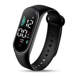 Kids Electronic Watch Sports Waterproof Large Font Screen Led Display Luminous Auto Date Full Calendar Digital Watch - black