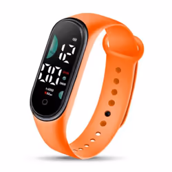 Kids Electronic Watch Sports Waterproof Large Font Screen Led Display Luminous Auto Date Full Calendar Digital Watch - orange