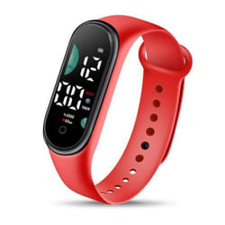 Kids Electronic Watch Sports Waterproof Large Font Screen Led Display Luminous Auto Date Full Calendar Digital Watch - red