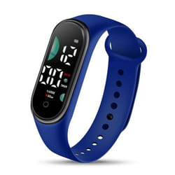 Kids Electronic Watch Sports Waterproof Large Font Screen Led Display Luminous Auto Date Full Calendar Digital Watch - blue