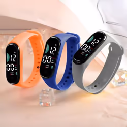Kids Electronic Watch Sports Waterproof Large Font Screen Led Display Luminous Auto Date Full Calendar Digital Watch - blue