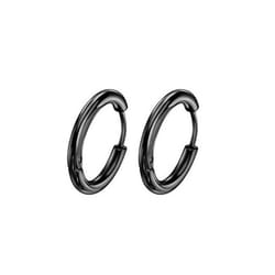Unisex Hoop Earrings Gold Silver Color Colorful Round Ear Rings For Women Men Ear Clips European Hoops Earring - black, 8mm