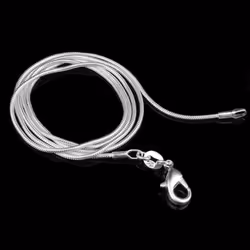 European Style Fashion Unisex Round Snake Chain Long Necklace Chains - silver, 60 cm
