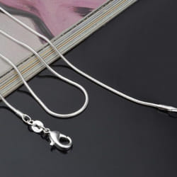 European Style Fashion Unisex Round Snake Chain Long Necklace Chains - silver, 55 cm
