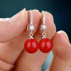 Fashion Silver Color Waterdrop Imitation Pearls Drop Earrings For Women Elegant Shinying Round Imitation Pearls Stud Earrings - as the picture, 1