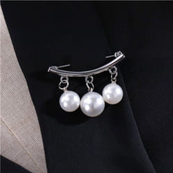 Korean Simple Pearl Cute Brooch Women&apos;s Accessories Kpop Brooches For Women Pins Enamel Pin Jewelry - silver