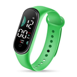 Kids Electronic Watch Sports Waterproof Large Font Screen Led Display Luminous Auto Date Full Calendar Digital Watch - green