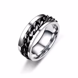 Rotate Rotating Anxiety Fidget Rings For Men Titanium Stainless Steel Chain Spinner Finger Ring Punk Rock Party Jewelry Gift ...
