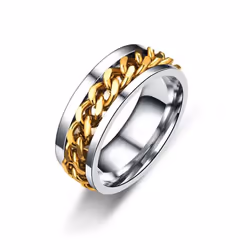 Rotate Rotating Anxiety Fidget Rings For Men Titanium Stainless Steel Chain Spinner Finger Ring Punk Rock Party Jewelry Gift ...