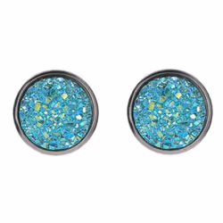 Fancy Trinket Ear Stud Decorative Colorful Stainless Round Shaped Crystal Stone Ear Stud - dark blue