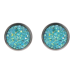 Fancy Trinket Ear Stud Decorative Colorful Stainless Round Shaped Crystal Stone Ear Stud - dark blue
