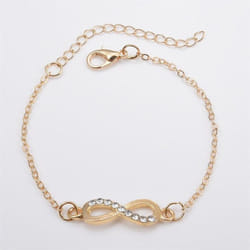 Number Eight Shape Bracelet Women Crystal Stones Infinity Bracelets Couple Bracelets Charm Bracelets Bangles - gold