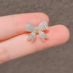 Bowknot Sunflower Rhinestone Crystal Brooch Wedding Dress Up Bouquet Corsage - 2.46x1.53cm