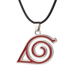 Unisex Metal Anime Naruto Logo Pendant Necklace Cosplay Hokage Accessory - red