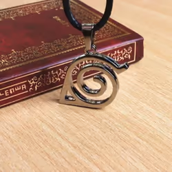 Unisex Metal Anime Naruto Logo Pendant Necklace Cosplay Hokage Accessory - red