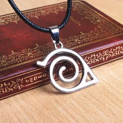 Unisex Metal Anime Naruto Logo Pendant Necklace Cosplay Hokage Accessory - red
