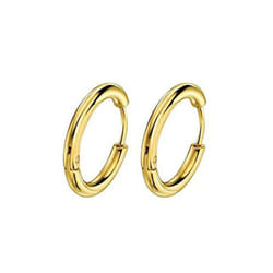 Unisex Hoop Earrings Gold Silver Color Colorful Round Ear Rings For Women Men Ear Clips European Hoops Earring - gold, 14mm