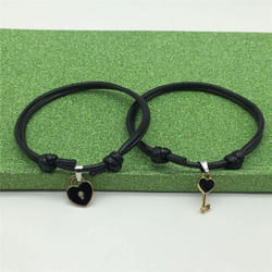 Jewelry A Simple Couple Bracelet Key Love Lock Bracelet Jewelry Bracelet - black