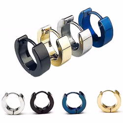 Unisex Hoop Earrings Gold Silver Color Colorful Round Ear Rings For Women Men Ear Clips European Hoops Earring - silver
